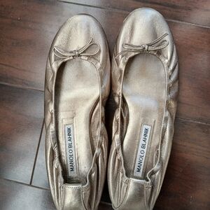 Manolo Blahnik Silver Ballerina Flats